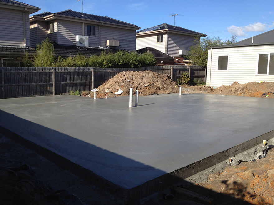 New house slab foundation in Melbourne Concrete house slab foundation prepared for a new home build in Melbourne