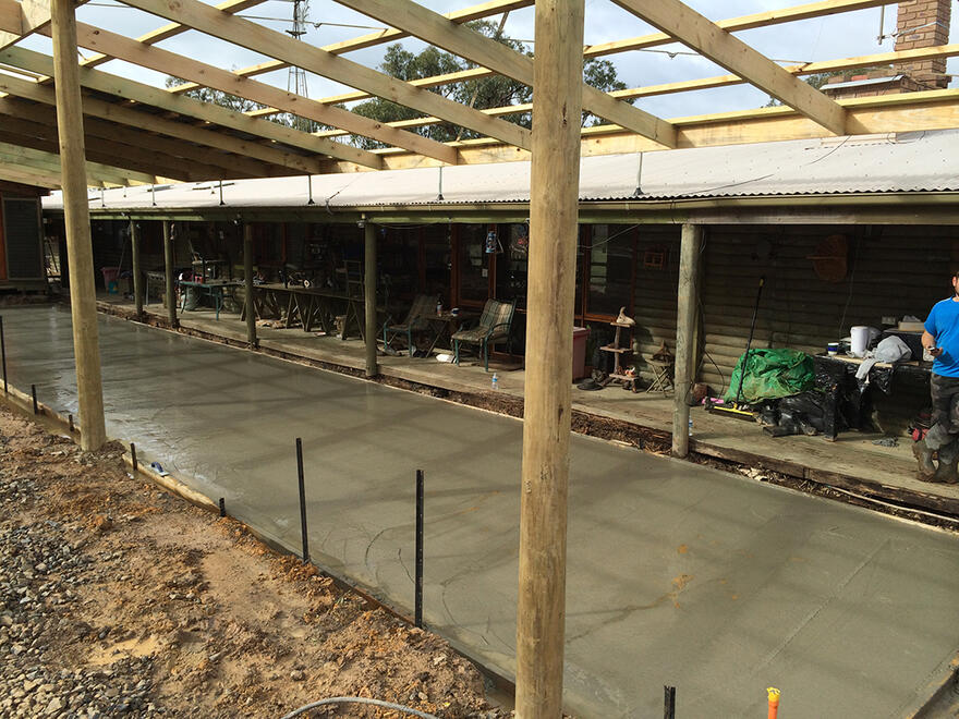 Large slab for residential project Wide concrete slab foundation poured for a new residence